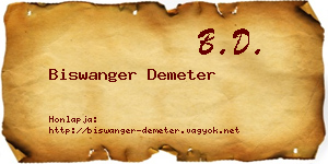 Biswanger Demeter névjegykártya